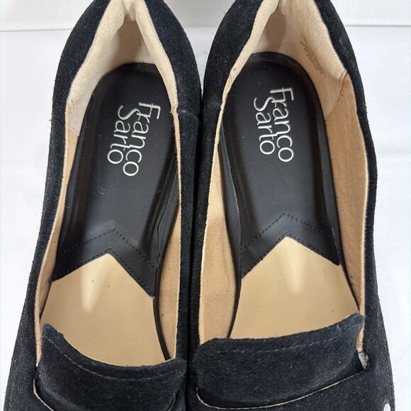 Franco Sarto Persia Loafers Black Suede Shoe 11 Flat Almond Toe Comfort - Picture 3 of 9